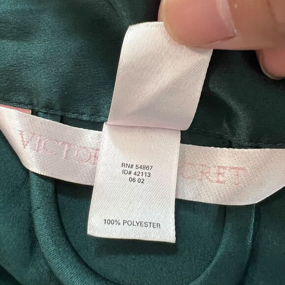 VTG Victoria’s Secret Green Silky Robe Sz. OS Set w/ Sexy Lingerie Dress Sz. XS - Picture 4 of 14